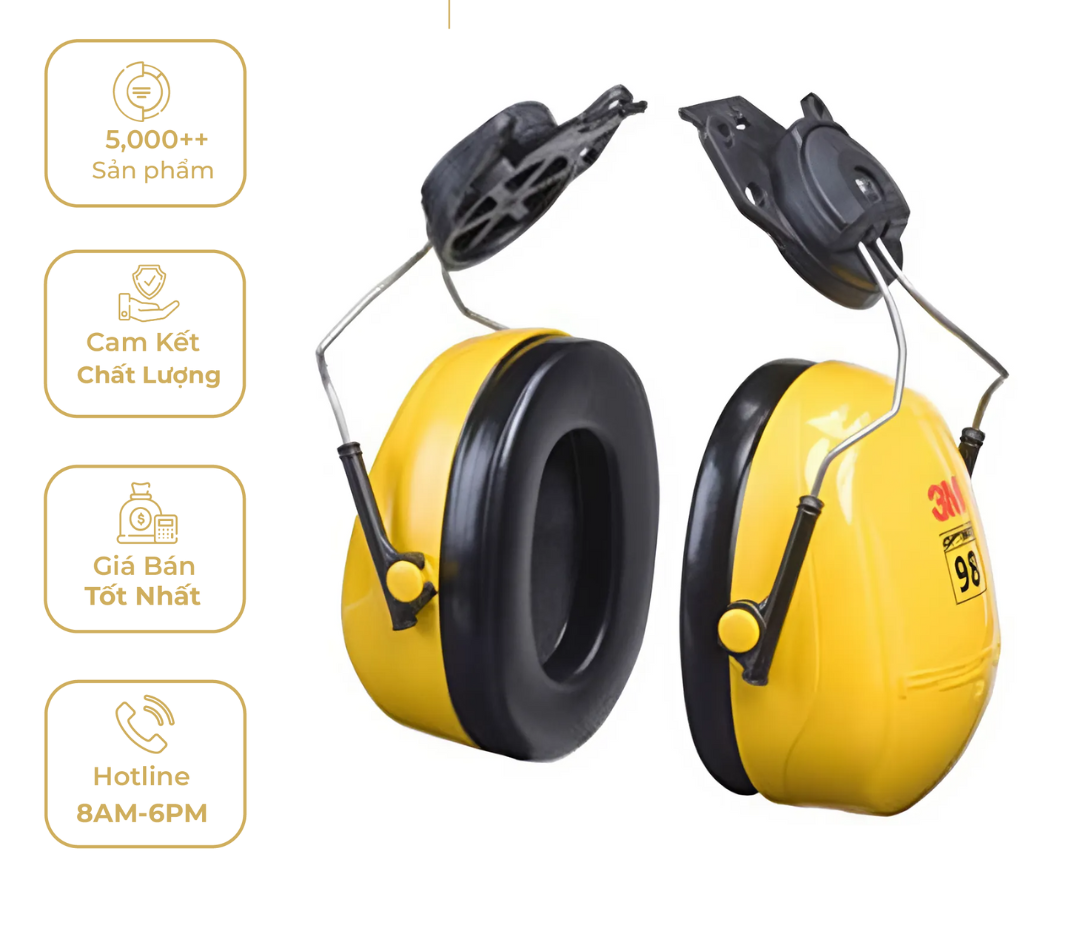 Chụp Tai Chống Ồn Gắn Nón 3M Peltor Optime 98 H9P3E, 10 cái/Thùng Chụp Tai Chống Ồn Gắn Nón 3M Peltor Optime 98 H9P3E, 10 cái/Thùng